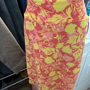 4/$16 LuLaRoe Pink and Yellow Floral Skirt